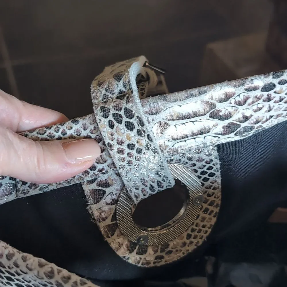 COFI Erin XL Tote Leather Embossed Python -Double Handles Adjustable NWOT